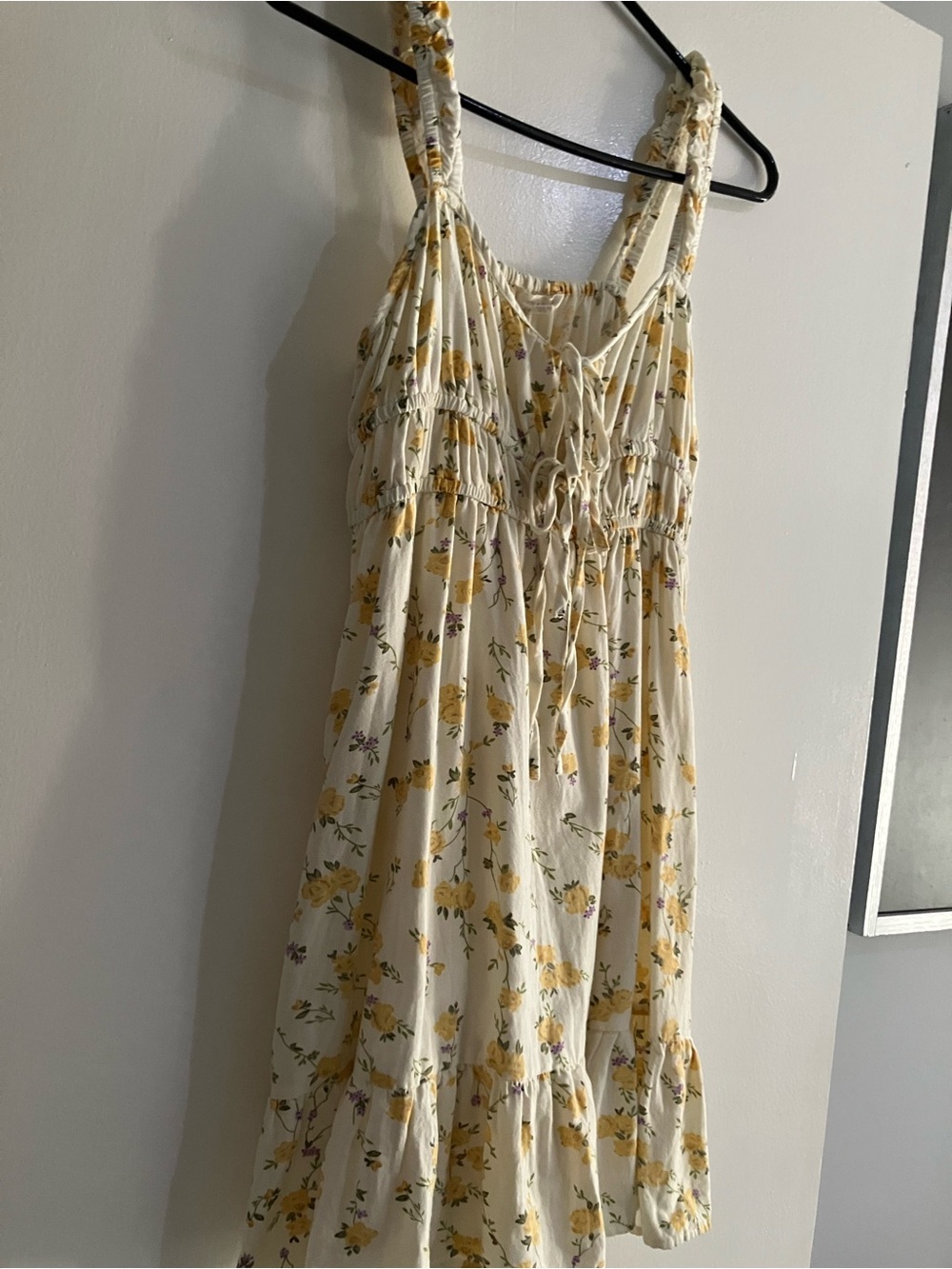 Cream Floral Sundress with Yellow Flower Print